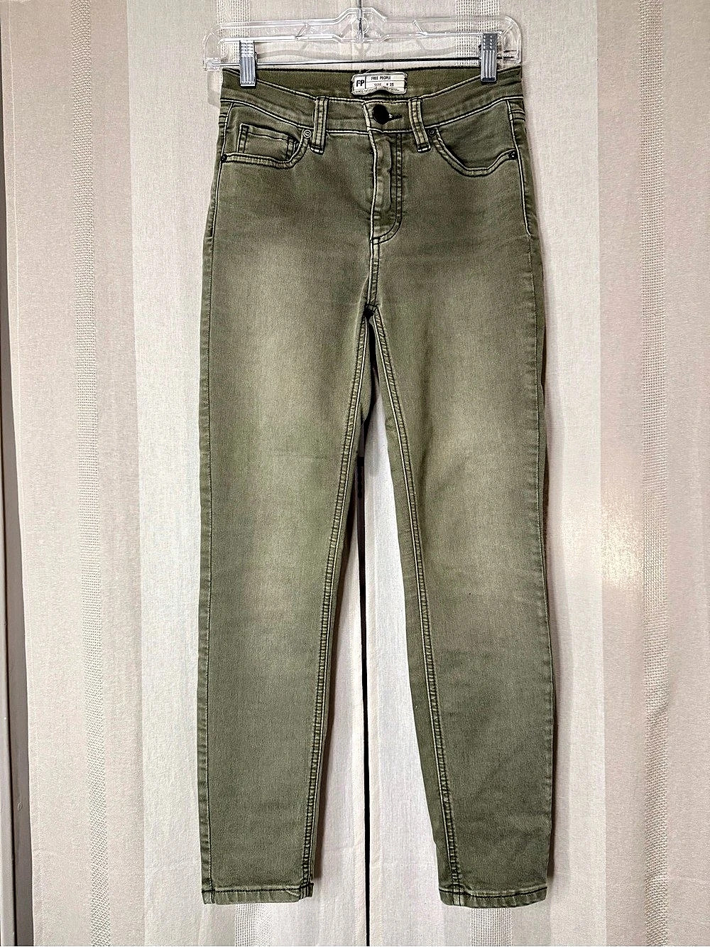 Free People Straight Leg Jeans in Green Waist 25